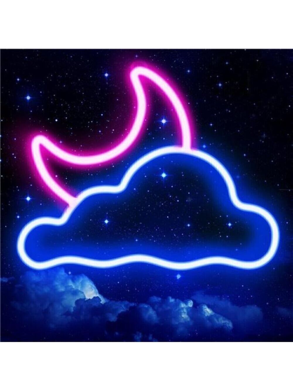 Neon Sign Cloud Moon Led Light Wall Decor USB Powered Led Bedroom Kids Baby NEW